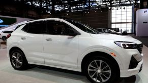 A white Buick Encore on display.