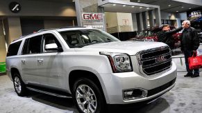 A GMC Yukon XL on display at a GMC showroom