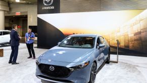 A new Mazda3 on display at an auto show