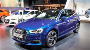 Audi A3 Sportback 40 TFSI e compact 5-door hatchback car on display at Brussels Expo