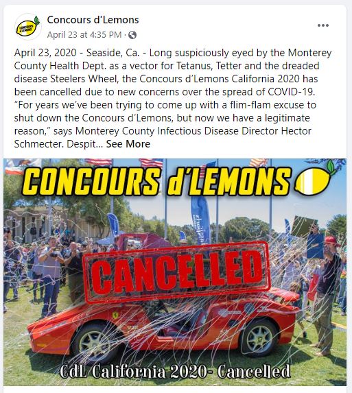 Concours d'Lemons Postponement