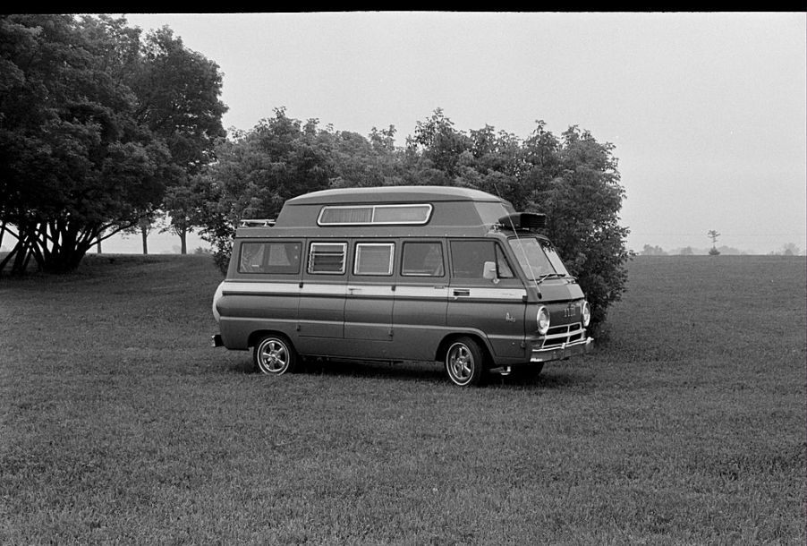 Marty is a vintage van that is reminiscent of old vans like this Dodge A100 camper van