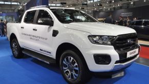 A Ford Ranger is seen during the Vienna Car Show press preview at Messe Wien, as part of Vienna Holiday Fair