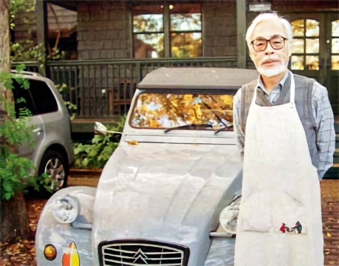 Hayao Miyazaki and his 1987 Citroen 2CV 6 Grey Special