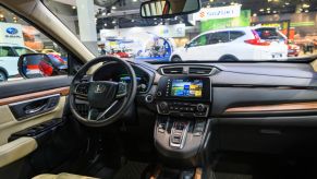 Honda CR-V icompact crossover SUV interior on display at Brussels Expo