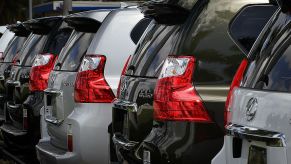 Lexus GX 460 SUVs are seen on a sales lot on April 13, 2010