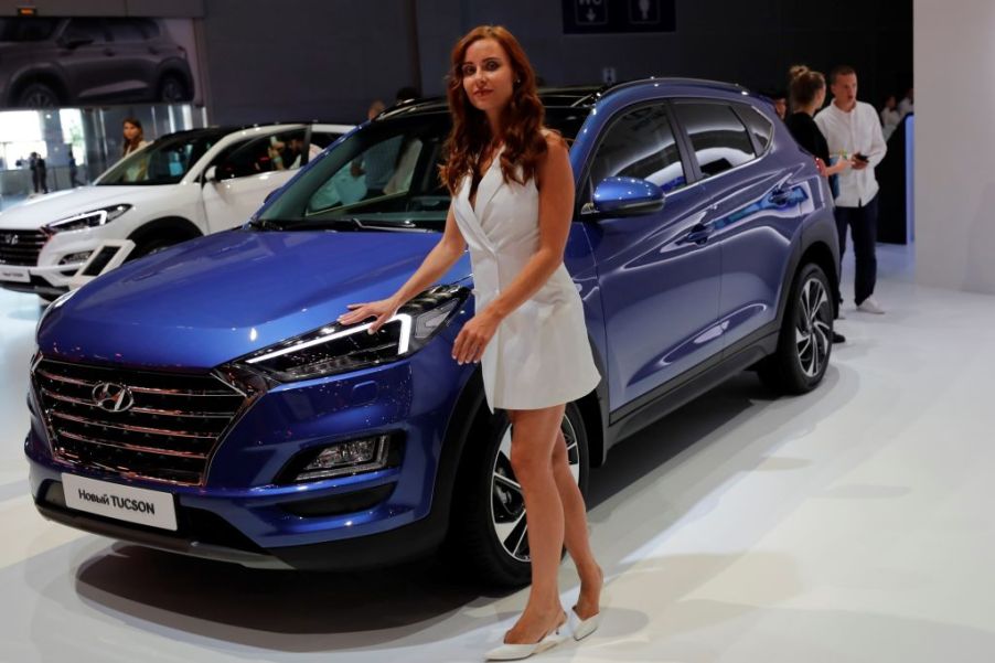 A Hyundai Tucson on display at an auto show