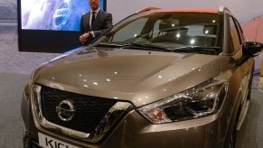 The Nissan Kicks on display at an auto show