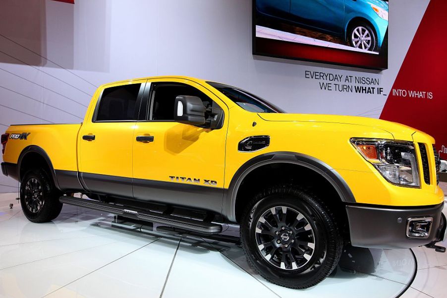 The Nissan Titan XD on display at an auto show