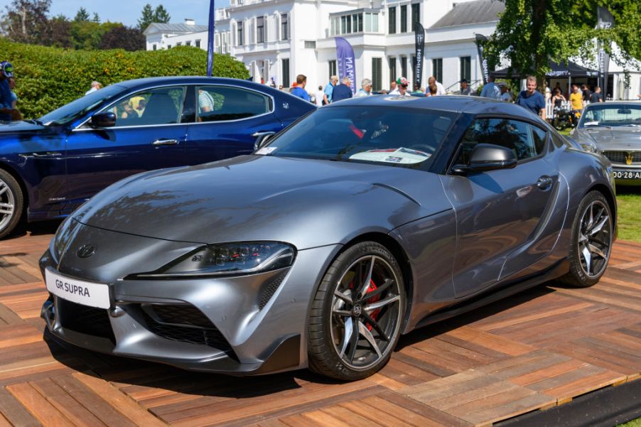 Toyota GR Supra modern Japanese sports car on display at the 2019 Concours d'Elegance