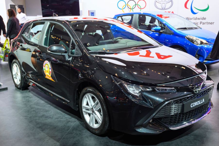 Toyota Corolla compact hatchback car on display at Brussels Expo