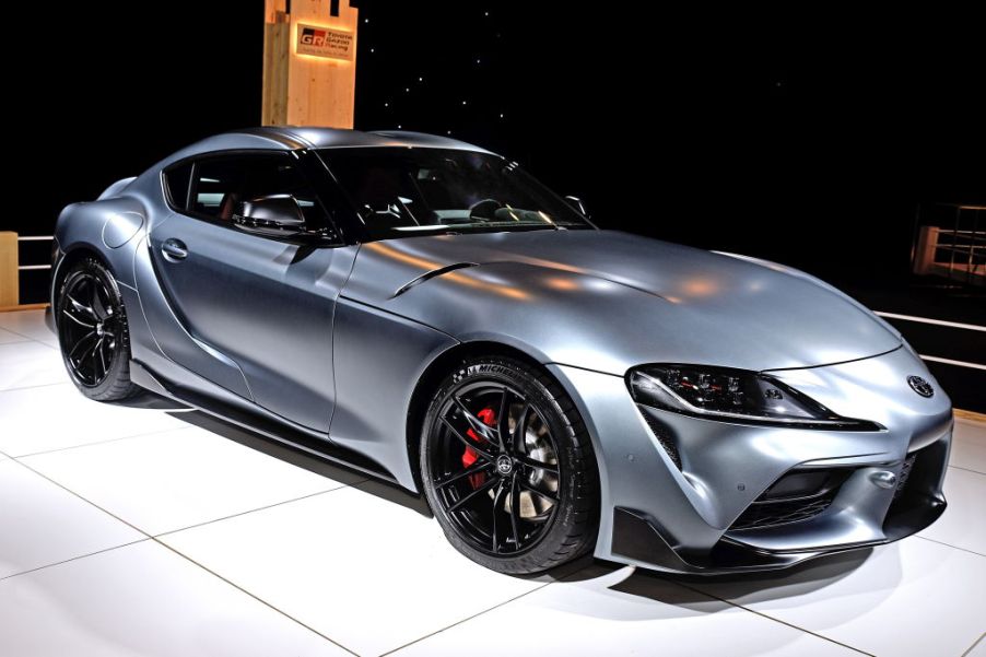 A new Toyota Supra on display at an auto show