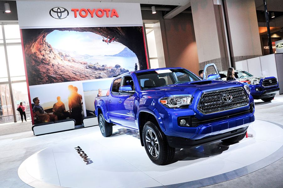 A 2016 Toyota Tacoma is on display during the Washington Auto Show