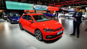 Volkswagen Polo GTI compact hatchback car on display at Brussels Expo