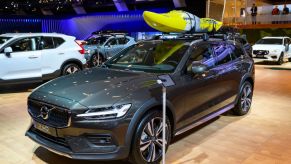 Volvo V60 Cross Country luxury plug-in hybrid estate car on display at Brussels Expo