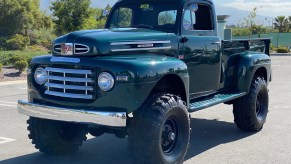 Dark green vintage 1946 Mercury M68 pickup truck