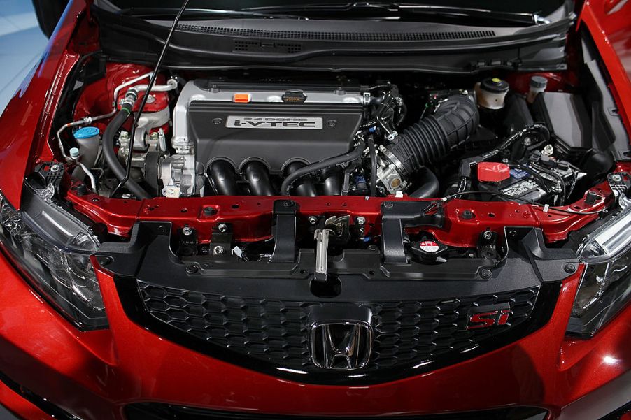 An engine on a 2012 Honda Civic opened up