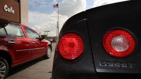 Two Chevrolet Cobalts are displayed at the Sierra Chevrolet auto dealership on March 2, 2010