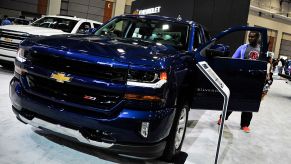 The 2016 Chevy Silverado 1500 is on display during the Washington Auto Show