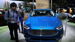 The new Ford Fusion is displayed at the New York International Auto Show