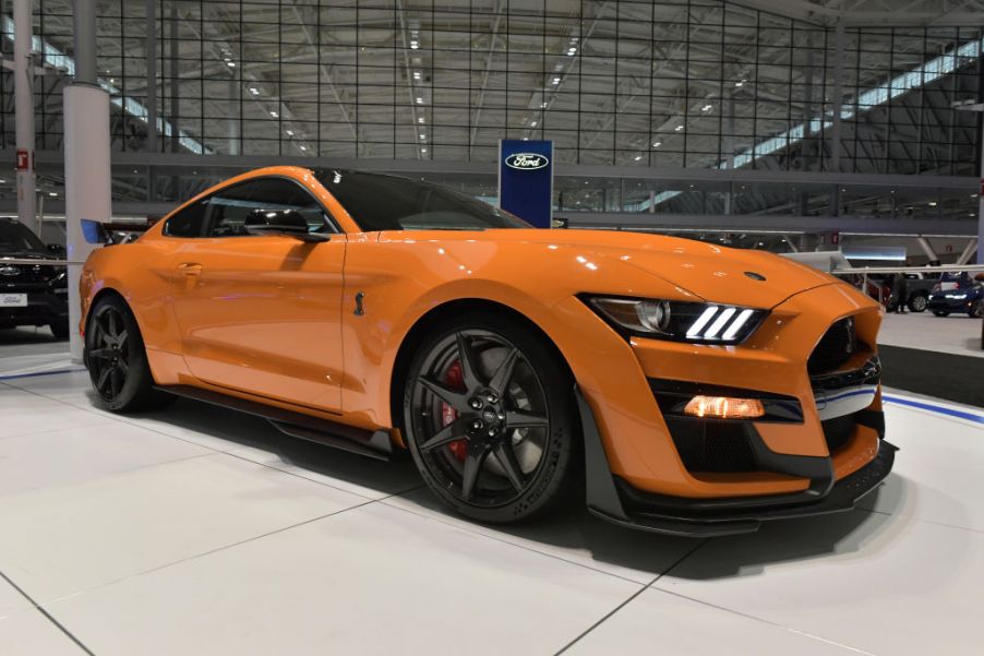 A 700hp Ford Mustang Shelby GT 500 is seen at the 2020 New England Auto Show Press Preview