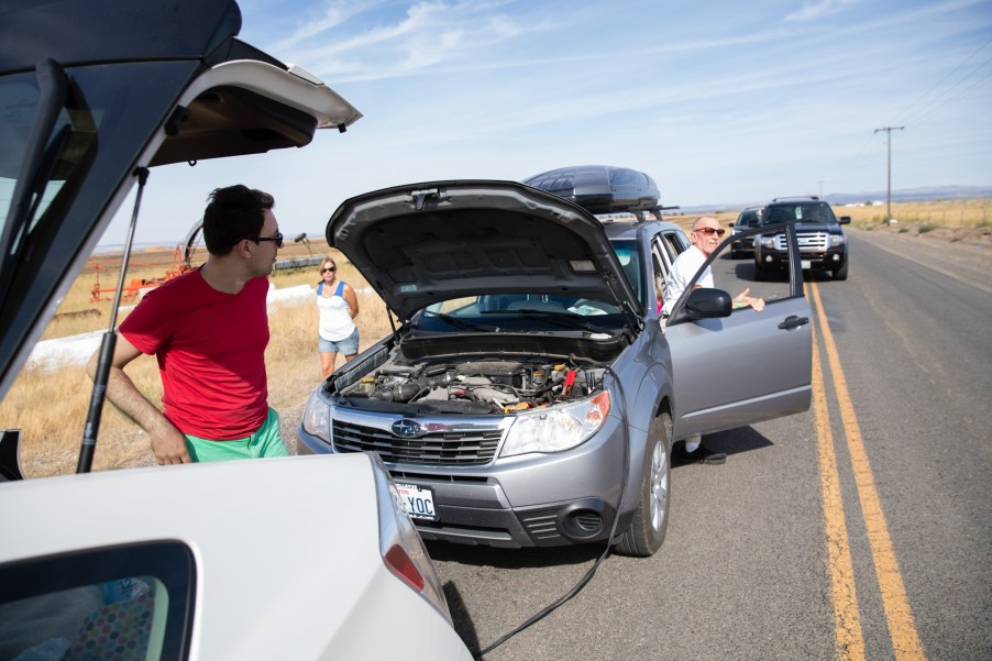 Prius charges Subaru dead battery.