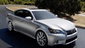 silver 2013 Lexus GS model driving