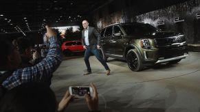 Kia Motors America COO Michael Cole introduces the 2020 Kia Telluride SUV at the North American International Auto Show (NAIAS)