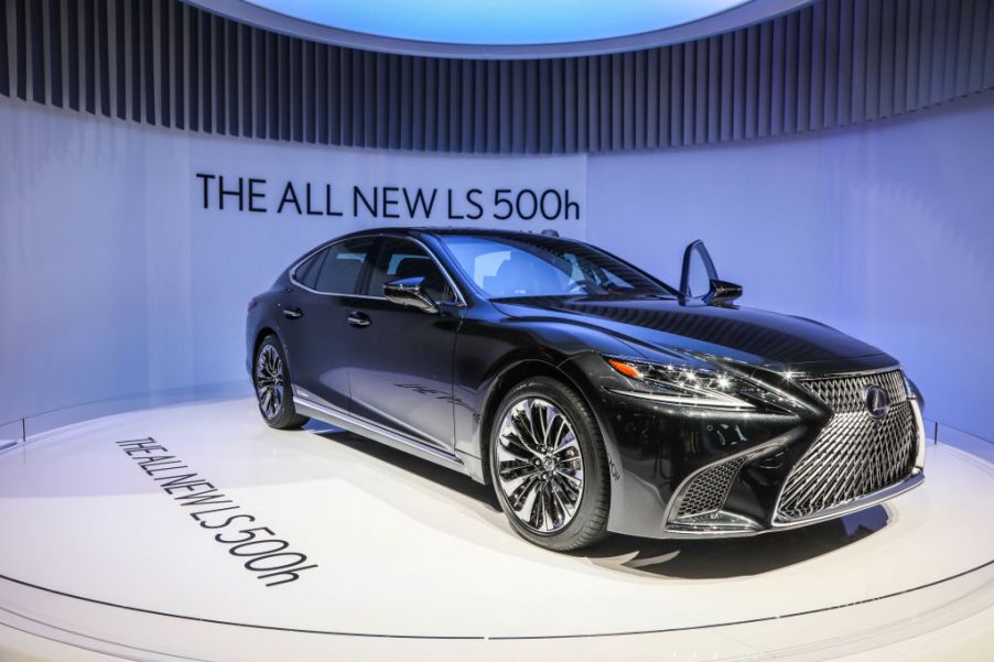 The Lexus LS500h on display during the second press day of the Geneva Motor Show