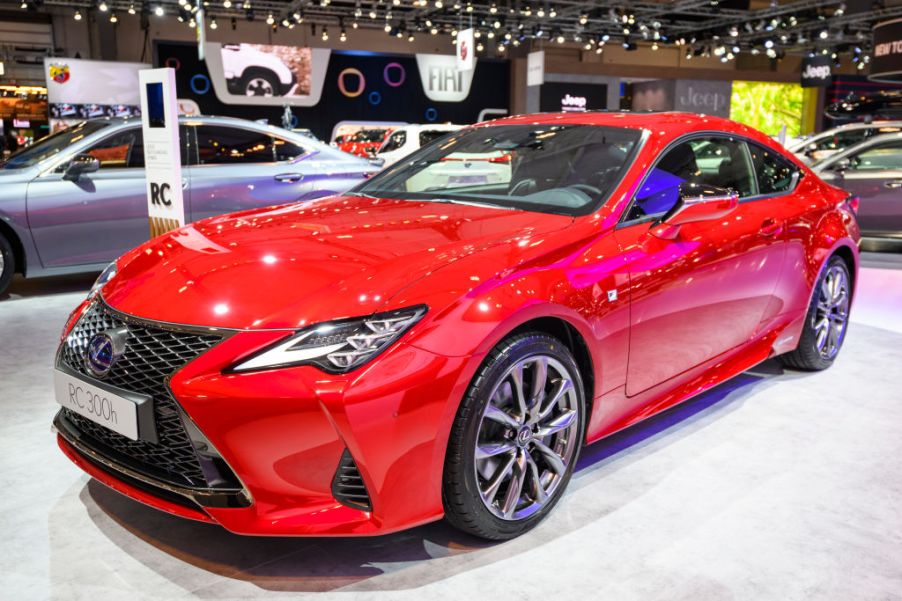 Lexus RC 300h coupe on display at Brussels Expo