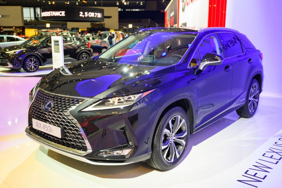 Lexus RX 450h luxury hybrid SUV on display at Brussels Expo