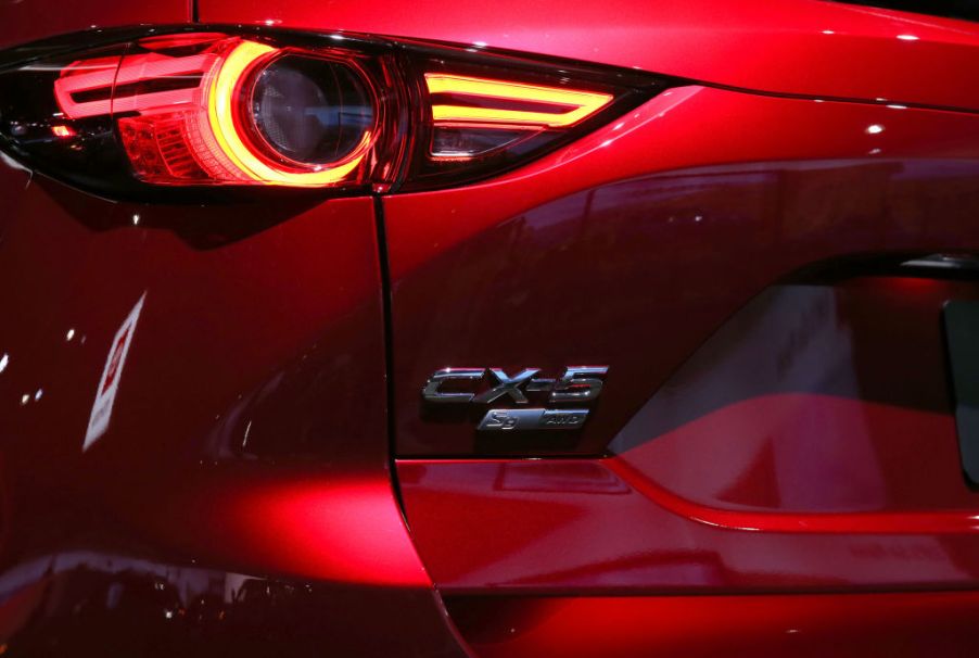 A detailed view of the Mazda CX-5 during the L.A. Auto Show