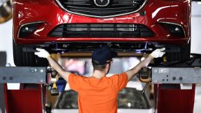 A Mazda6 car being assembled at the Mazda Sollers Manufacturing Rus factory