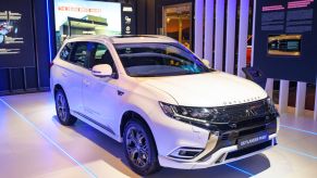 Mitsubishi Outlander PHEV crossover plug-in hybrid SUV on display at Brussels Expo