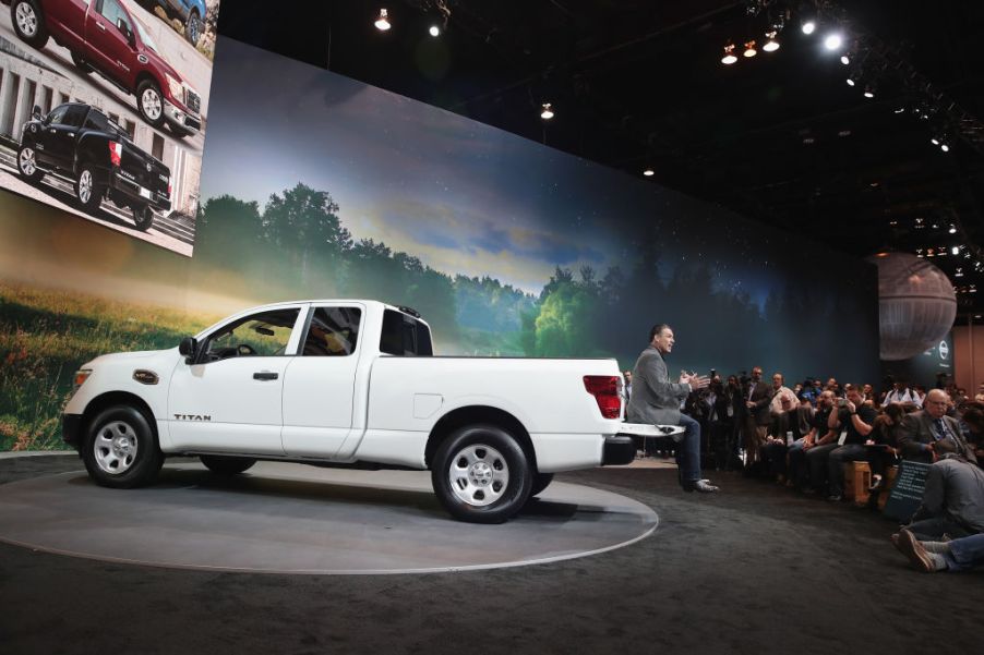 Fred Diaz, Division Vice President and General Manager of North America trucks at Nissan, introduces the 2017 Titan King Cab at the Chicago Auto Show