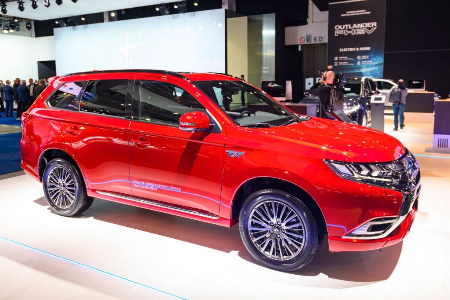 Mitsubishi Outlander PHEV crossover plug-in hybrid SUV on display at Brussels Expo