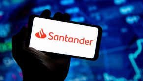 Santander bank logo seen on mobile phone