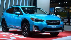 The 2019 Subaru Crosstrek Plug-In Hybrid on display in Los Angeles, California on November 29, 2018 at Automobility LA,