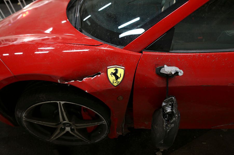 Totalled Ferrari supercar becomes more affordable as the branded title causes the supercar to lose value cheap ferrari