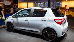 Toyota Yaris GR hybrid compact city car on display at Brussels Expo