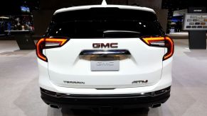 A new GMC Terrain terrain seen from the back of the car