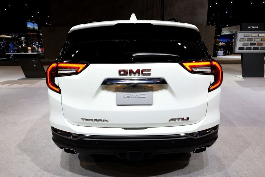 A new GMC Terrain terrain seen from the back of the car