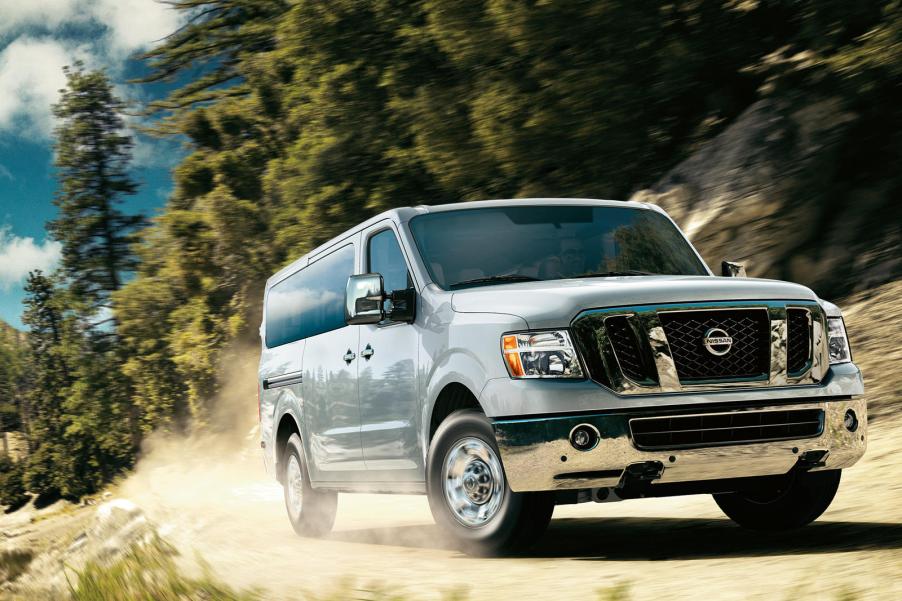 2020 NV passenger van on a dirt road