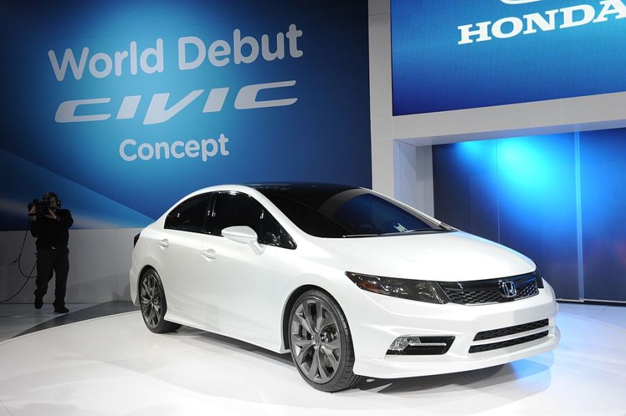 The 2012 Honda Civic concept car is viewed during the first press preview day at the 2011 North American International Auto Show