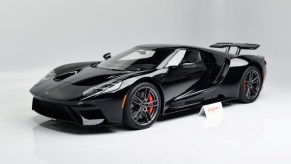 A view overlooking the front driver side of the 2018 Ford GT at auction