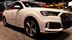 A 2020 Audi Q7 on display at an auto show