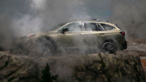 The 2020 Subaru Outback is seen in a U.S. National Park-themed display at AutoMobility LA