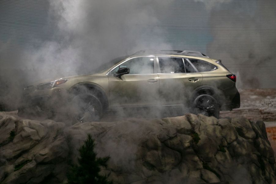 The 2020 Subaru Outback is seen in a U.S. National Park-themed display at AutoMobility LA