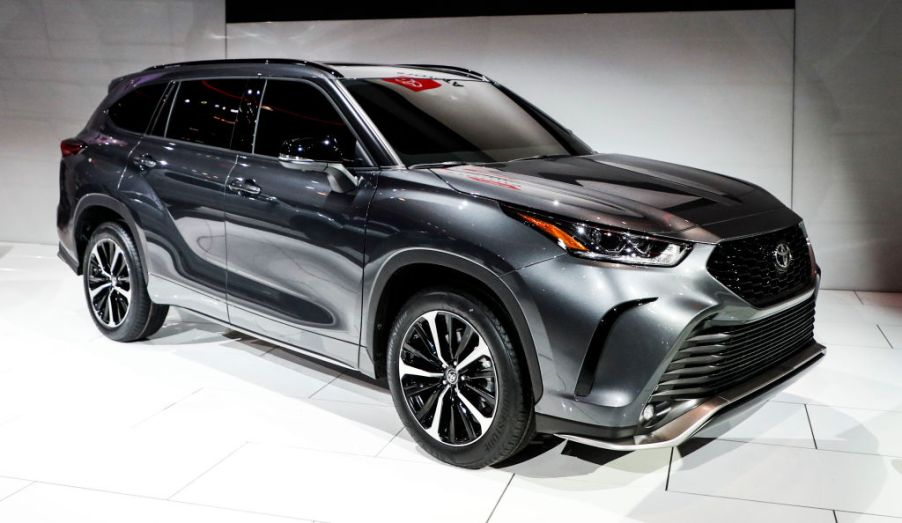 A Toyota Highlander on display at an auto show