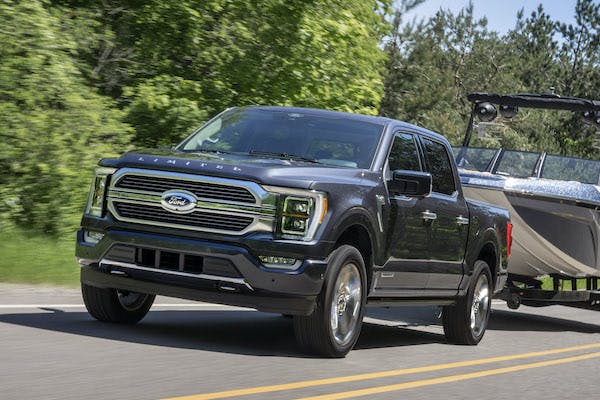 2021 F150 towing a boat